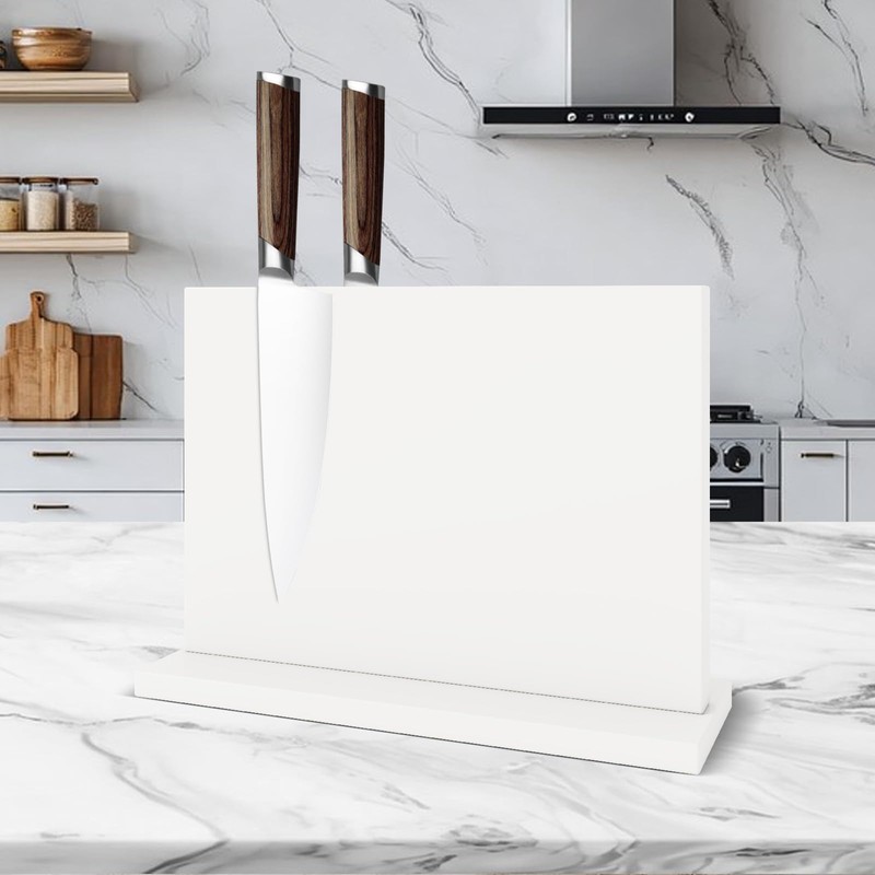 THMINS White Magnetic Knife Holder, Double-Sided Magnetic Knife Block Universal