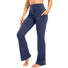28"/30"/32"/34" Inseam Women's Bootcut Yoga Pants Long Bootleg High-Waisted Flare Pants with Pockets Blue-Flare-34-XXL