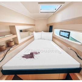 Mellowing XL V Berth Mattress Protector White Color Fits 6-8" inch Deep Pocket -100% Waterproof XL V Berth Mattress Protector Pad Cover-Fitted Style Ultra Soft Terry Cotton Easily Washable