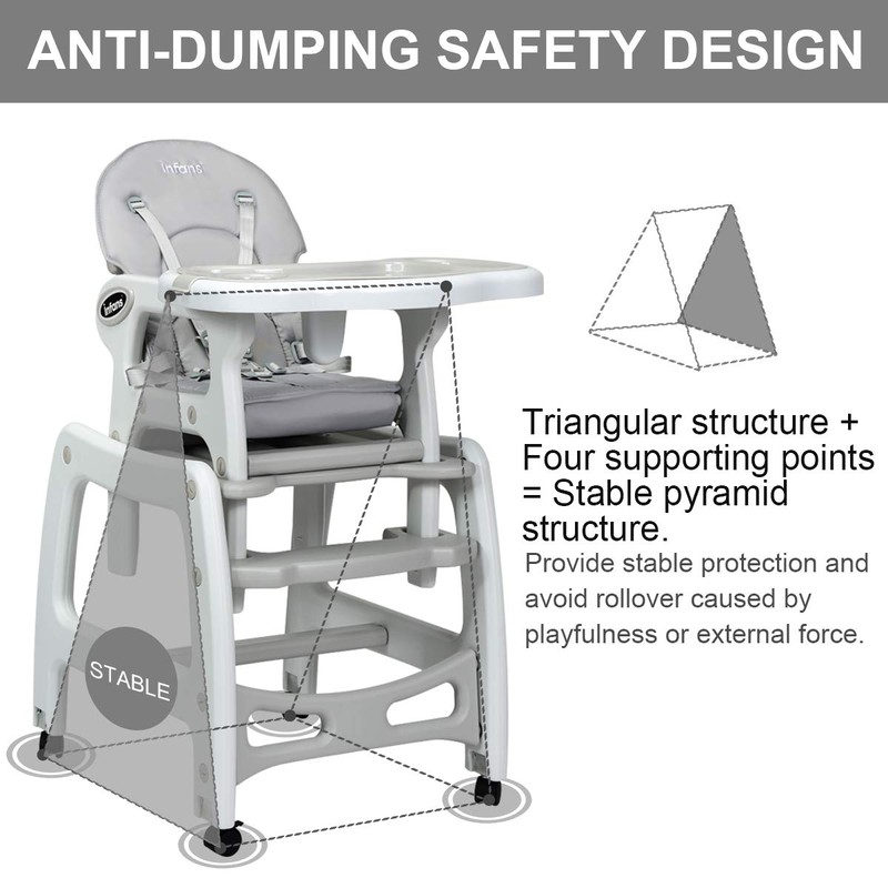 INFANS 3 in 1 Baby High Chair, Convertible Toddler Table
