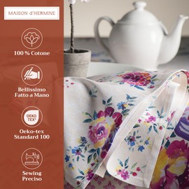 Maison d' Hermine Napkin 100% Cotton Cloth Napkin Decorative Washable Easter Napkins Set of 4 for Home, Kitchen, Dining, Cocktail Parties & Camping, Rose Garden - Spring/Summer (45cm x 45cm)