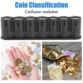 7-Hole Euro Coin Collector, Change Storage for Coin Storage (Black)