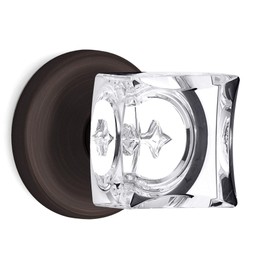 (6 Pack) Dummy Square Crystal Door Knobs Venetian Bronze Round Rosette