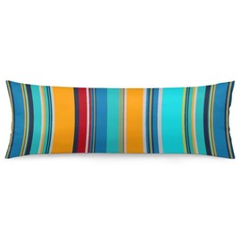 Stripe Bohemian Style Body Pillow Cover Colorful Stripes Long Pillow Case with Zipper Farmhouse Bedding Pillowcase Decorative Pillowcases Soft Cushion Pillow Covers for Bedroom,Couch,20"x54",Teal Blue