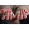 LIFOOST Handmade Press On Nails Almond 3D Hand Painted Flower