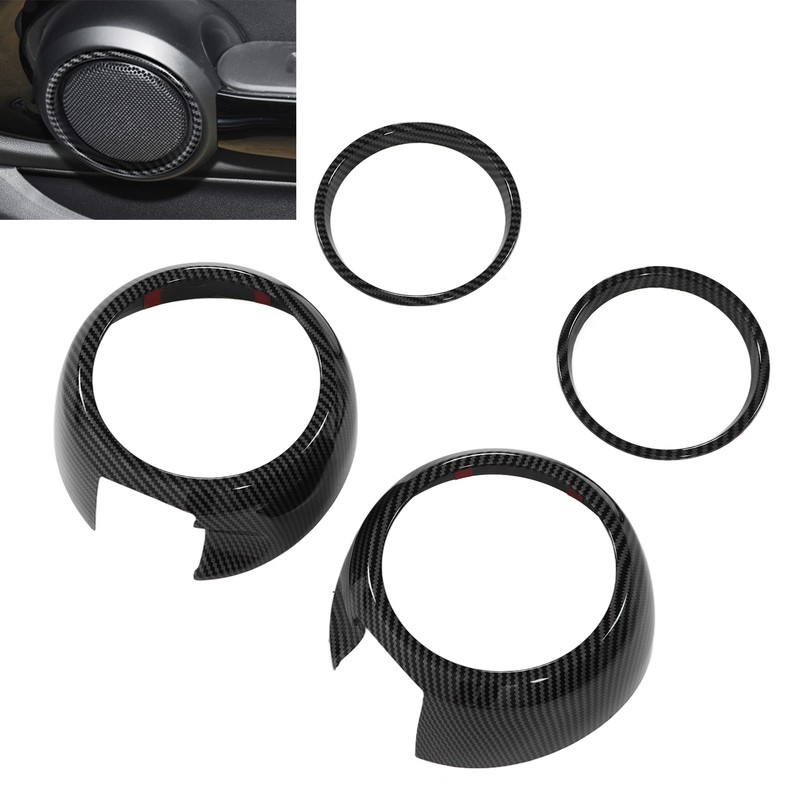 4pcs Carbon Fiber Style Door Midrange Speaker Cover Trims for