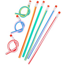 20Pcs Flexible Bendy Pencils, 18cm Colourful Magic Bend Pencils with Erasers Funny Stationery for Birthday Gifts Party School Supplies