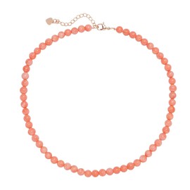 Handmade Beaded Necklace Choker for Women Girls Teen - 6mm Beads Natural Gemstones Healing Crystal Jewellery Necklace (Pink Coral)