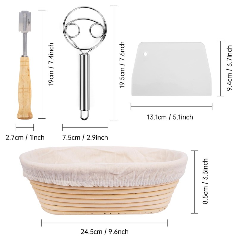 10 inch Bread Proofing Basket Set 100% Natural Bread Banneton
