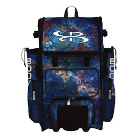 Boombah Rolling Superpack 2.0 Baseball/Softball Gear Bag - 23-1/2" x 13-1/2" x 9-1/2" - Nebula Navy/Multi - Telescopic Handle - Holds 4 Bats - Wheeled Version