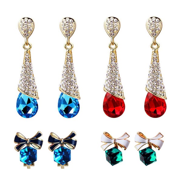 Clip On Earrings Set, Non Pierced Earrings Drop/Cubic Crystal Ear