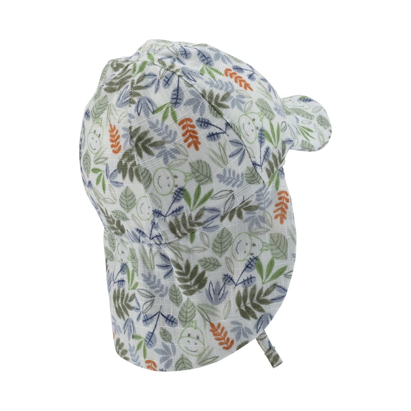 Sterntaler Boys' Peaked Cap with Neck Protection Printed with Leaves