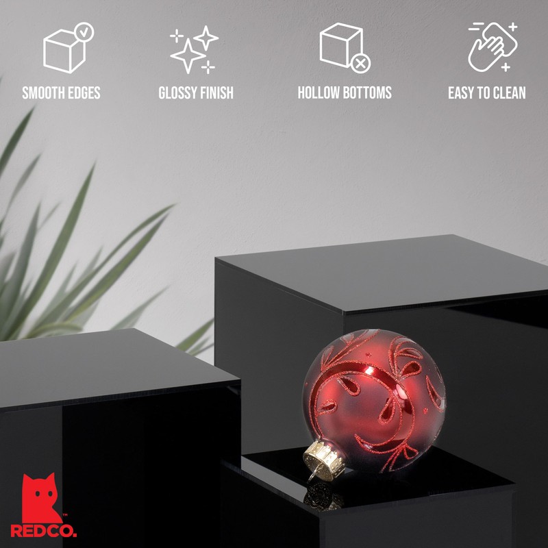 Red Co. Glossy Black Acrylic Cube Display Nesting Riser Stands