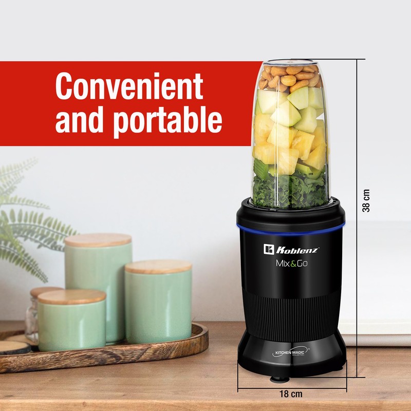 Koblenz Mix&Go Personal Blender, Portable Size Blender for Shakes and
