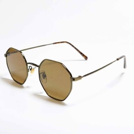 FashionBerry 99% UV Protection Lenses, Octagon Sunglasses, Color Lenses, Eye Friendly, No Fatigue, UV Protection, Fashion Glasses, Unisex, Lightweight, Small Face Effect, Antique gold × brown