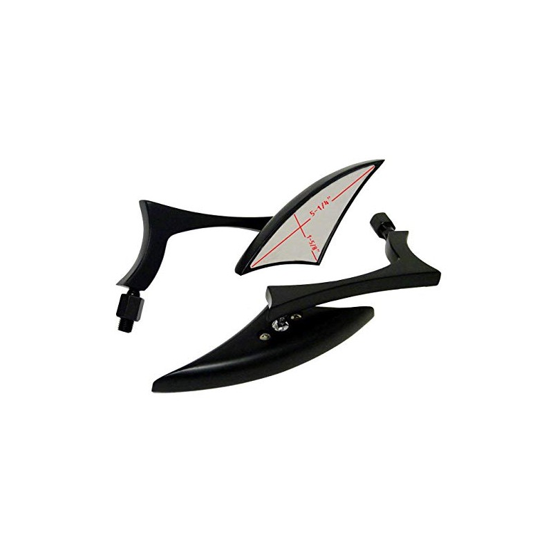 MotorToGo Mini Black Spear Style Motorcycle Mirrors Compatible for 2018