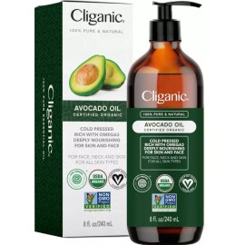 Cliganic 클리가닉 아보카도 오일 100 퓨어(8온스) - 피부 및 모발용 얼굴 바디용 영양 캐리어 Clinginic Avocado Oil 100% Pure (8oz) - Skin and Hair Care Facial Body Nourishing Carrier [8 Fl Oz (Pack of 1)]