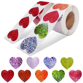 2 Rolls 1000 Pieces Heart-Shaped Decorative Stickers, SourceTon Love Decorative Sticker Heart Labels for Valentine's Day, Anniversaries, Scrapbook, Party Favor Supplies
