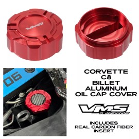 VMS ENGINE DRESS UP OIL CAP COVER FOR 20-25 CHEVY CORVETTE C8 CARBON FIBER RED