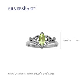 Silvershake Natural Marquise Shape Peridot 925 Sterling Silver Filigree Ring Jewelry for Women Size 6.5