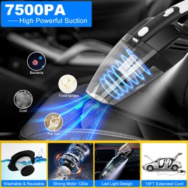 AUTODECO 20Pcs Car Cleaning Wash Kit Interior Detailing Cleaner Kit with High Power Handheld Vacuum, Brush Set, Windshield Tool, Duster, Towels, Complete Car Care Tools, Blue