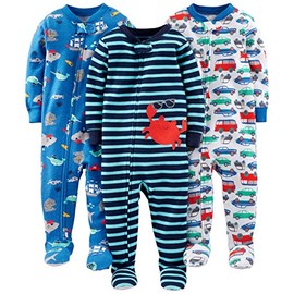 Simple Joys by Carter's Baby and Toddler Boys Pyjamas with Foot, Cotton, Pack of 3, Crab/Sea Creatures/Cars, 6-9 Months