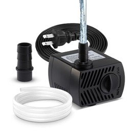 Bomba de agua sumergible de 105 GPH con cable de alimentación de 5 pies y 2 boquillas de 5 W ultra silenciosa mini bomba de fuente con 3 pies de alto elevación para acuario para tanque de