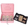 Unbranded Pink Cash Box with Lock and Money Tray Metal