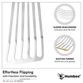 HUMBEE 6 Inches Fish Turner, Slotted Fish Spatula Dishwasher Safe NSF, Shovel Black