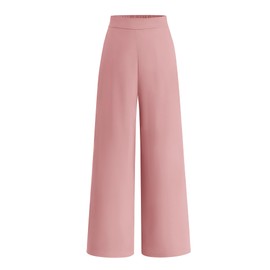BTFBM Women's High Waisted Wide Leg Pants Business Casual Work Dress Pants Loose Fit Office Palazzo Trousers Pockets(Solid Pink, 8)