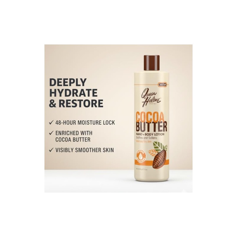 Queen Helene Hand + Body Lotion, Cocoa Butter, 32 Ounce