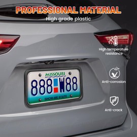 RED WOLF Front Rear License Plate Bracket Frame Universal Fit US License Plate for Tag SUV Pickup Truck Trailer Reinforce Tag Holder Without Obstruction Rustproof w/Screw Accessories