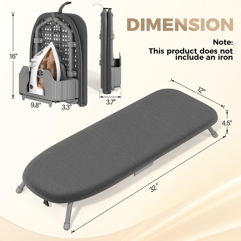 Kingboard Small Ironing Board with Iron Holder, Tabletop Iron Board