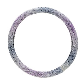 ZYHW Car Steering Wheel Cover Universal 15 Inch Middle Size Auto Anti-Slip Leather Wheel Protector with Flower Grain Design White Style