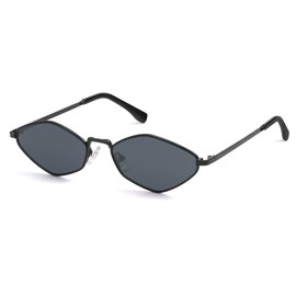 SOJOS Retro Small Polarized Sunglasses Womens Mens Vintage Narrow Irregular Shades UV400 SJ1233 with Black/Grey Lens