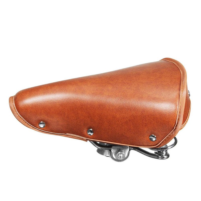 Eachbid Bicycle Saddle Universal Comfortable Brown Rivets Durable Spring Leather