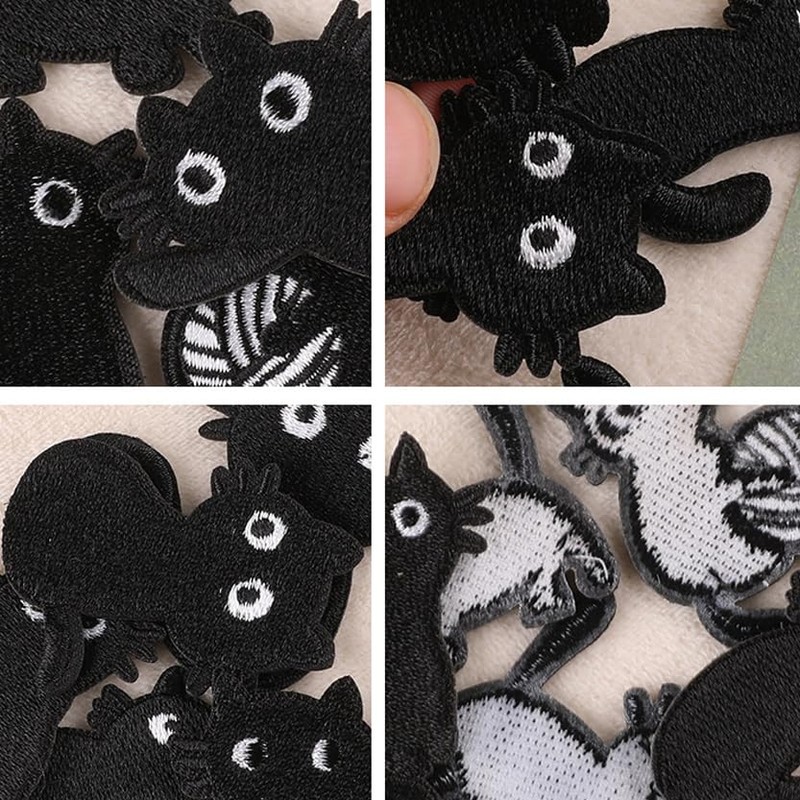 Cat Patches, 9 Pieces, Animal, Cartoon Cute, Embroidered Patches, Applique