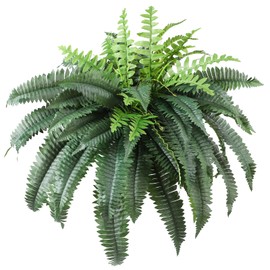 Luyue Fake Ferns Artificial Plants, 36" Artificial Boston Ferns for Outdoors Realistic Large Faux Fern Bush with 60 Fronds Hanging Plant for Front Porch Patio Planter Outdoor/Indoor Home Decor