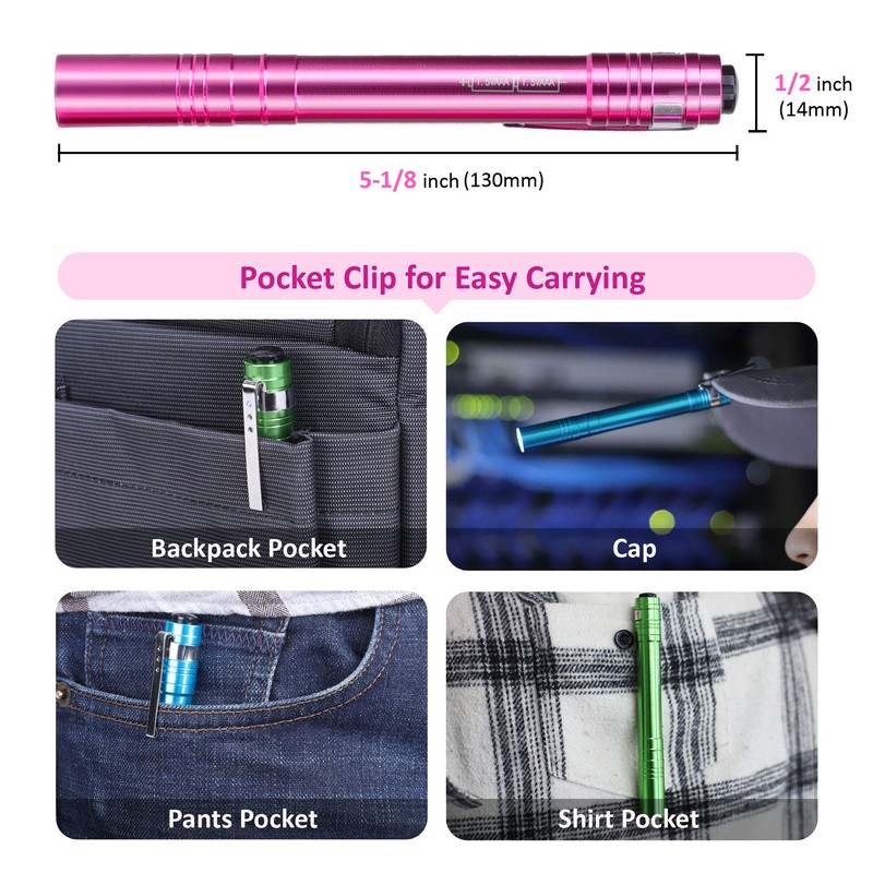 SEAMAGIC 5-Pack LED Penlight Set with 10-Piece Pre-Installed Batteries, Aluminum