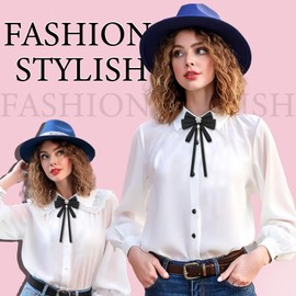 LHXzizizi Bow Ties for Women, Ribbon Bow Tie Adjustable Pre-Tied Necktie for Women Girls Party School Wedding Office Daily (Black)