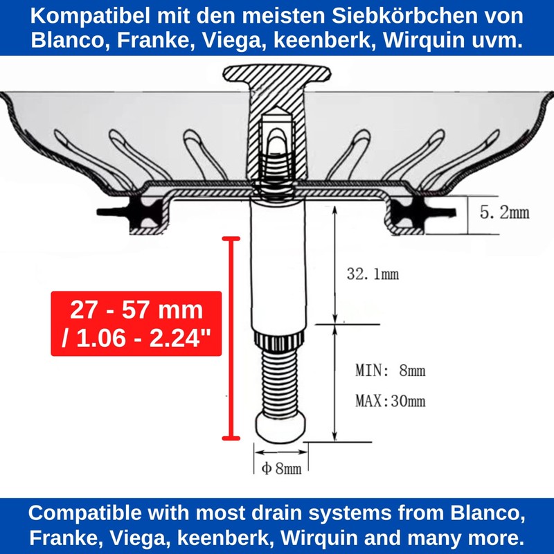 Strainer Basket Replacement Spigot, 1 Pack, for Eccentric Operation, Protrudes