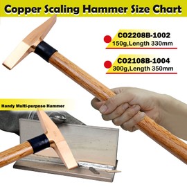 WEDO Copper Scaling Hammer,Chipping Hammer with Woodeng Handle,150g,13''330mm