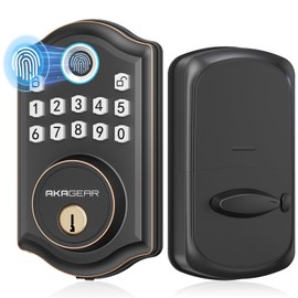 AkaGear DS10 Fingerprint Door Lock - Keyless Entry Door Lock, Electronic Keypad Deadbolt, Smart Door Lock, Keypad Lock for Front Door, Auto-Lock & One Touch Locking - Oil Rubbed Bronze
