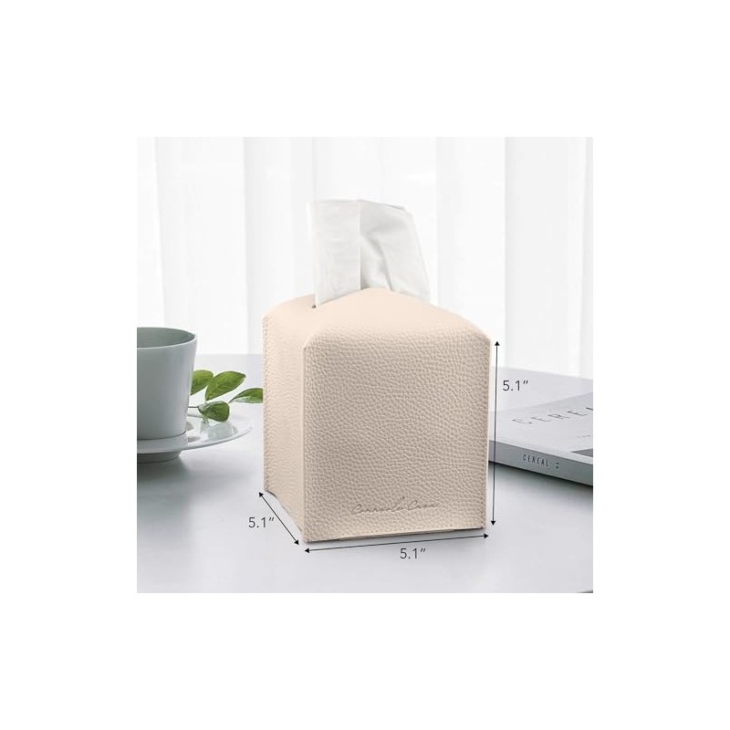 Caja de pañuelos de Cuero (Classic-Textured Beige, 1 Pack)