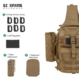 GZ XINXING Sling Shoulder Backpack EDC Bags (Tan)