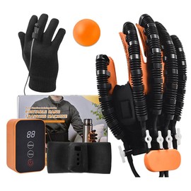 JBMBHC Auto Mirror Rehabilitation Robot Gloves Rechargeable Portable Cordless Hand Finger Therapy Trainer for Stroke Hemiplegia Relieve Hand Cramps Training Device (Left - S)