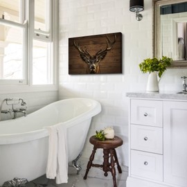 Deer Pictures Wall Decor Farmhouse Wildlife Elk Portrait Canvas Prints Poster Cabin Decorations Hunting Wall Decor, Rustic Animal Painting Artwork for Living Room Bar Kitchen 16x24”