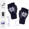 USB Heating Gloves Full Half Fingerless Knitting Double Side Warm