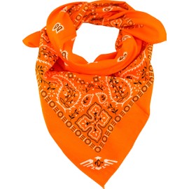 XXL Velour Neckerchief Made of 100% Cotton, 70 x 70 cm, Unisex Bandana, Neckerchief, Extra Large, Paisley Orange
