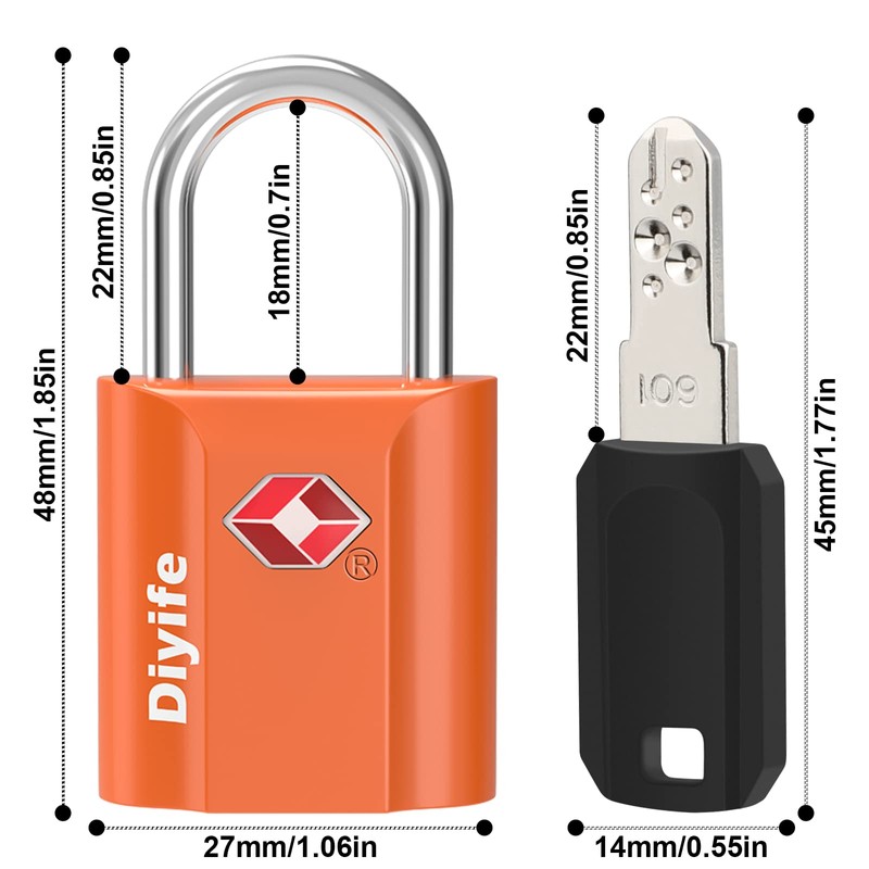 Diyife TSA Luggage Locks, [2 Pieces 4 Keys] Key Lock